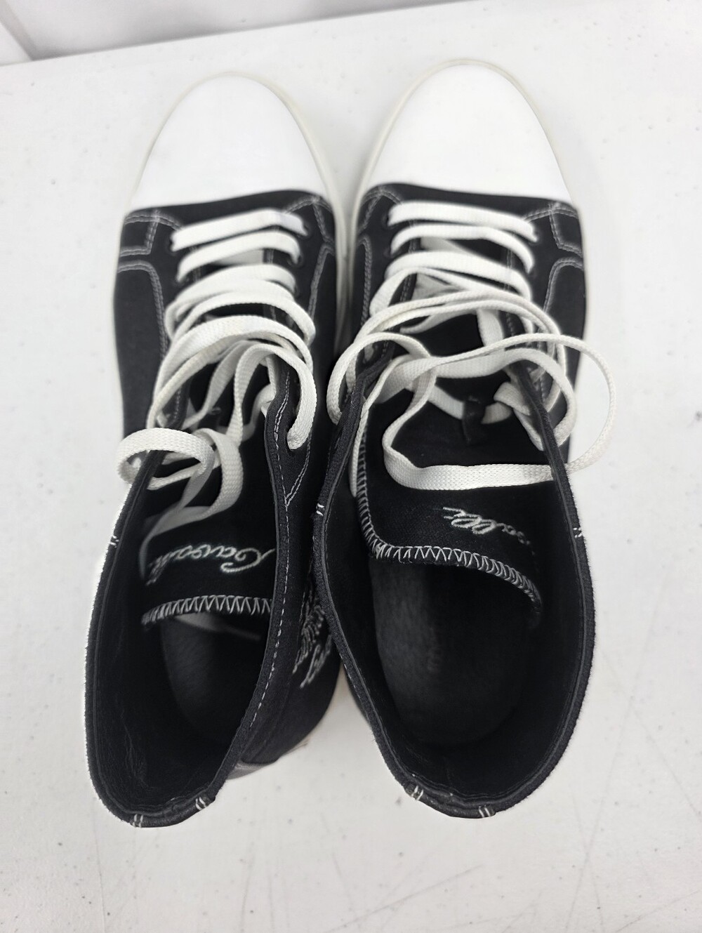 Roberto Cavalli Black Canvas Sneakers Angel Wings Men Size 44 US 10.5-11 Hi-Top. - Picture 5 of 12